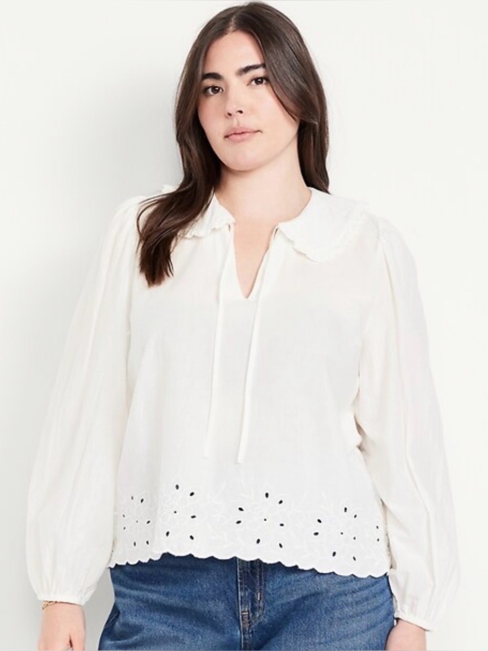 Old Navy Ruffle-Collar Cutwork Top